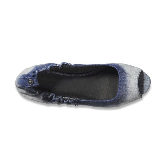 Diesel Tippy Peep Open Toe Ballet Ballerina Flat Shoe Indigo/Silver 5 NIB $110 - Picture 3 of 5